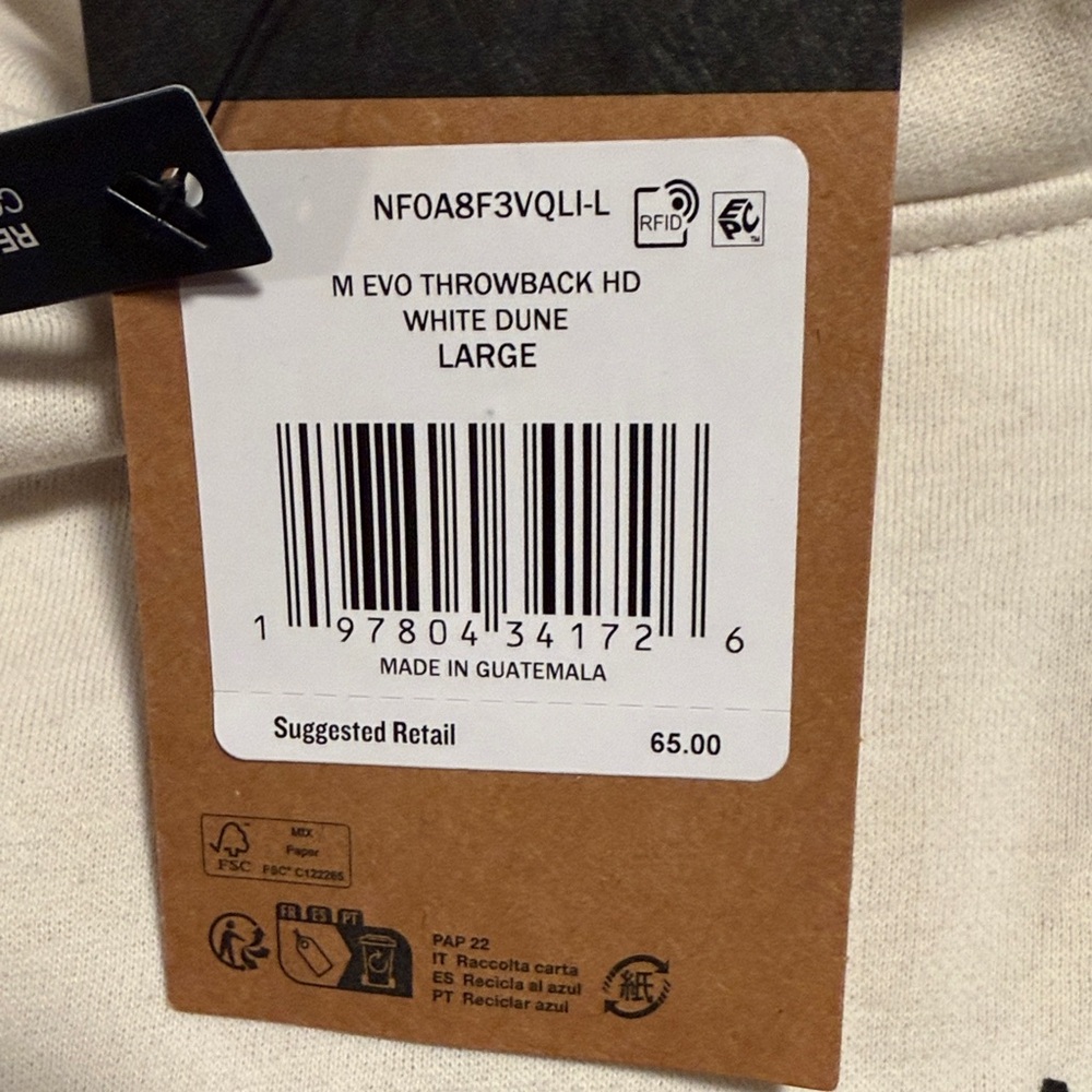 The North Face Men's white dune Hoodie NWT - Picture 2 of 3